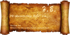 Hrabovszky Béla névjegykártya